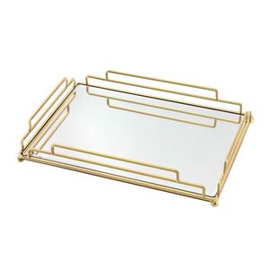 Modern Round Gold Metal Framed <b>Mirror</b> Tray Decorative Glass Serving Tray For Hotel Restaurant Home Decor Tabletop Storage Tray - Product Image 4