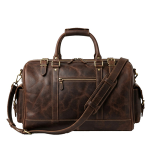 Genuine Leather Travel Bag Large Capacity <b>Weekender</b> <b>Holdall</b> with Adjustable Shoulder Strap Multiple Pockets and Durable Hardware - Product Image 5