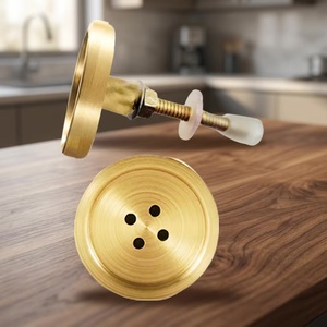 <b>Brass</b> Cabinet <b>Knob</b> With Button Design Durable Connector For Drawer Handle - Product Image 1