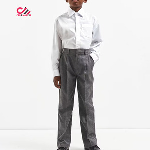 Pantalon Oxford tissé gris unisexe de qualité supérieure pour enfants, prix de gros, ajustable, avec impression de logo personnalisée - Product Image 4