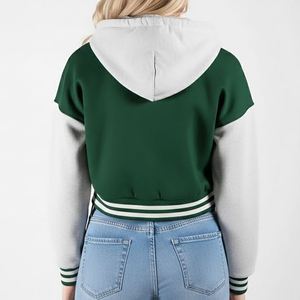 Chaqueta Varsity Unisex con Cuello Redondo, Resistente al Viento, Verde y Blanca, Diseño Nuevo, Logotipo Impreso en la Parte Delantera, Tejido de Alta Calidad, Venta al Por Mayor, MOQ Bajo - Product Image 2