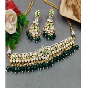 Beautiful High Quality Mossanite Stone <b>And</b> <b>Pearl</b> Look Kundan Choker <b>Earrings</b> <b>Set</b> for Women Designer Jewelry for Wedding Wear - Product Image 1