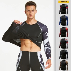 Camiseta de Compresión de Manga Larga para Hombre, Ajustada, de Secado Rápido, de Poliéster, para Artes Marciales Mixtas, con Estampado por Sublimación, Rojo, Negro, Gris - Product Image 6