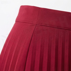 Falda Midi Plisada de Gasa para Mujer, Color Sólido, Elegante, Largo hasta la Rodilla, Cintura Regular, Tela Suave, para Todas las Temporadas - Product Image 5