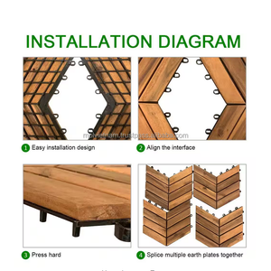 Modernas baldosas de terraza entrelazadas de compuesto de madera y plástico de 12 mm, diseño de espiga rectangular, acabado liso de primera calidad, ecológicas - Product Image 2