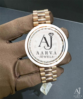Montre mécanique de luxe en acier inoxydable or rose, analogique, avec cristal saphir, 38 mm, bracelet 20 mm, lunette sertie de strass, bijoux de mode
