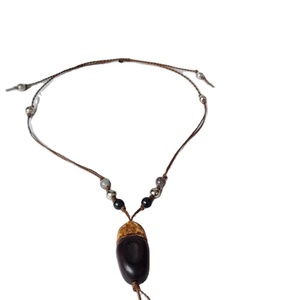 Collier fait main en bois pendentif pierre précieuse fait à la main tour de cou Labradorite, collier de perles de pierre de lune - Product Image 1