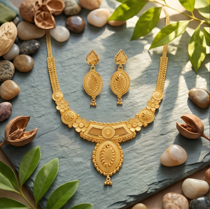Divyoro Classic <b>Copper</b> Gold Plated Adjustable Length Necklace Earring Set Women's Statement Oval Flower Design Snake <b>Chain</b> - Product Image 4