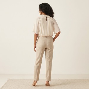 Camisa Elegante de Oficina para Mujer, Cuello con Botones, Manga Kimono, Corte Ajustado, Poliéster/Algodón, Resistente a las Arrugas - Product Image 4