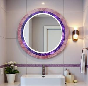 กรอบกระจกหินอาเกตช่างฝีมือทำขึ้นเป็นวงกลมศิลปะติดผนังแบบเงียบสงบของตกแต่งห้องทำจากอัญมณีธรรมชาติที่หรูหรา - Product Image 3