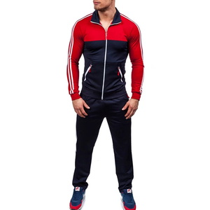 Survêtement pour homme bleu à blocs de couleur, manches longues, fermeture éclair, poches latérales, respirant, style sportif, coupe classique, idéal pour l'automne - Product Image 5