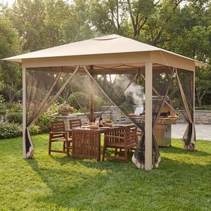 Tenda a Baldacchino Pop-up 11,5 x 11,5 Piedi con Montaggio Istantaneo e Rete Protettiva - Product Image 3