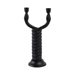 <b>Black</b> Twisted Rope Design <b>Candlestick</b> <b>Holder</b> Home Decoration Durable - Product Image 1