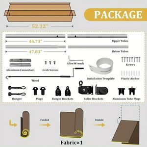 Tenda Parasole Avvolgibile Senza Fili per Esterni con Protezione UV, Design per Patio, Gazebo, Portico, Balcone e Terrazza - Product Image 4