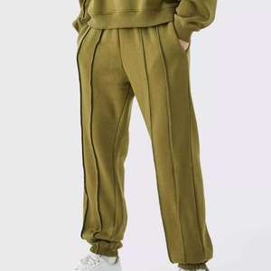 Unisex Olive Green Hooded Tracksuit Set Full Length Cotton Casual Wear With Side Pockets Elastic Waist Loose Fit Autumn Style - Product Image 4