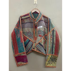 New Arrival Indian Handmade Cotton Patchwork Multicolor Kantha Eco-Friendly Breathable <b>Jacket</b> for Autumn/Winter Casual Wear - Product Image 5