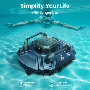 Robot Pulitore Piscina Senza Fili a Doppio Motore con Indicatore LED, Funzione di Auto-Parcheggio, Aspiratore per Piscina con Cesto Skimmer e Raccogli Foglie - Product Image 4