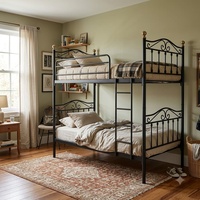 Lit plateforme Queen en fer forgé robuste de style victorien, réglable, avec revêtement en cuir, taille personnalisée OEM