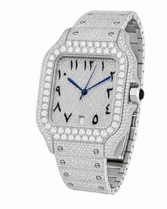 Reloj Cuadrado de Lujo con Incrustaciones de Moissanita, Esfera con Números Arábigos, Acero Inoxidable, Cuarzo, Unisex - Product Image 6