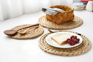 Handwoven Water Hyacinth <b>Placemat</b> Natural Braided Mat for Everyday Meals and Table Styling Made in Vietnam - Product Image 2