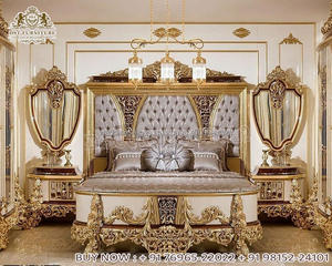 Ensemble de meubles de chambre à coucher de style victorien en bois de teck blanc, ensemble de meubles de chambre à coucher de style italien en blanc poli, vente flash - Product Image 4