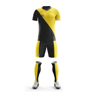 Ensemble de maillot de football pour hommes, vert et noir, avec blocs de couleur, maillot sublimé et short, évacuation de l'humidité, coupe athlétique, manches courtes - Product Image 6