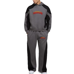 Survêtement évasé lavé à l'acide de haute qualité Ensemble de survêtements pour hommes sérigraphiés personnalisés Survêtement OEM lourd 2 panneaux 100% coton - Product Image 1