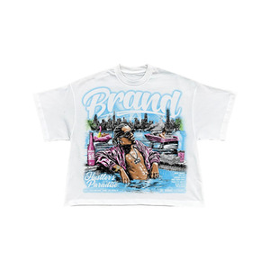 Camiseta Blanca de Manga Corta para Hombre, Marca [Brand], con Estampado Gráfico de Hustler's Paradise, Cuello Alto Formal, Corte Regular, 100% Algodón - Product Image 6