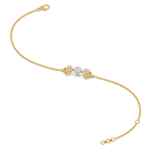Pulsera de Cadena con Triple Motivo Floral de Diamantes - Product Image 3