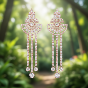 Boucles d'oreilles pendantes en cristal pour femmes - Plaqué or rose, pierres en cristal autrichien - Product Image 3