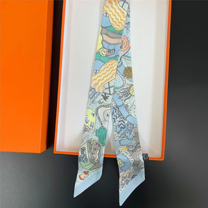 2026 New Luxury Hair Ribbon <b>Scarf</b> Women Neck Tie Bag Scarfs Satin <b>Silk</b> Skinny Headscarves Ladies Foulard Floral Bands 90*5cm - Product Image 2