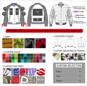 Custom <b>Men's</b> Varsity <b>Jacket</b> <b>White</b> Blue Red Embroidered Name Number Preppy Style Turn-down Collar Regular Fit Autumn Wear Bomber - Product Image 4