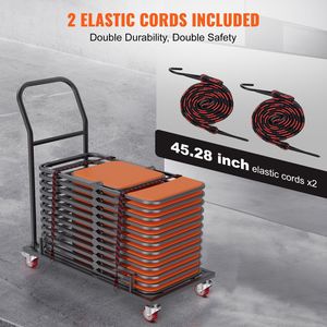 Carro de transporte comercial de hierro con 4 ruedas para sillas, carrito plegable con capacidad para 12 sillas, estante para almacenamiento de sillas plegables - Product Image 5