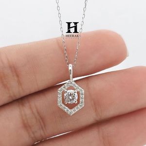 Collier pendentif halo hexagonal moderne en or blanc 14 carats plaqué or, pendentif géométrique pour femme, bijou délicat pour tous les jours - Product Image 2