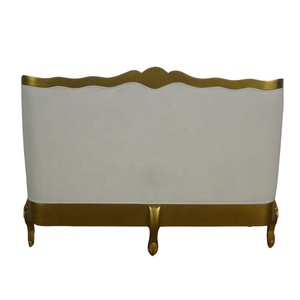 Tête de lit style français Tête de lit rococo Tête de lit classique dorée Lit en bois rembourré en soie et polyester pour meubles de chambre à coucher - Product Image 4