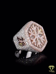 Designer Initial Moissanite Diamond <b>Ring</b> White Gold Luxury <b>Statement</b> <b>Ring</b> - Product Image 1