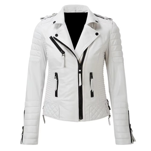 Veste en cuir véritable pour femme personnalisable, grande taille, hiver, fermeture éclair, réversible, respirante, matelassée - Product Image 1