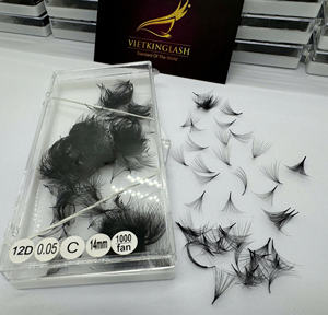 ถาดขนตาปลอมแบบขายส่ง 12D แบบสำเร็จรูป ก้านสั้น ขนแคชเมียร์สีดำด้าน ขนสังเคราะห์ ต่อขนตา แบรนด์ส่วนตัว - Product Image 5