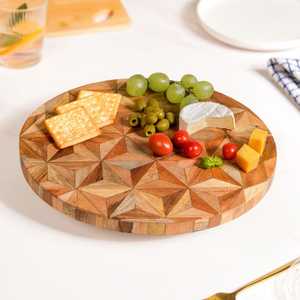 Assiettes de service rondes en bois pour la restauration, les mariages et les événements – Plateaux de présentation en bois pour un service rapide - Product Image 5