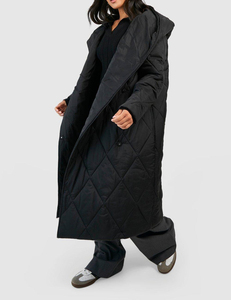 Veste d'hiver longue matelassée pour femme, élégante, écologique, brodée, ultra chaude, imperméable, respirante, avec capuche, rembourrage en coton - Product Image 1