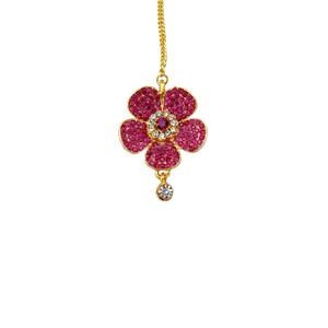 Elegante Maang Tikka con Flores de Pedrería, Piedra Central Verde y Cristal Colgante para Accesorio de Pelo de Boda - Product Image 1