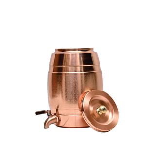 Handmade 100% Pure <b>Copper</b> Water Dispenser 5L with Iron Stand & Glasses Hammered Ayurvedic <b>Copper</b> Pot for Natural Water Purify - Product Image 3