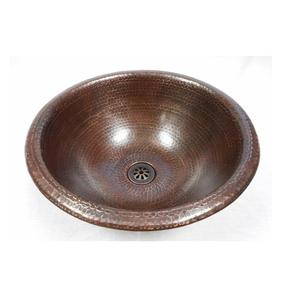 Évier de bar encastré rond en cuivre de 15 pouces, design tendance, lavabo en cuivre martelé de forme ronde, évier de cuisine et de salle de bain en promotion - Product Image 3