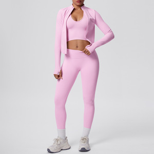 Leggings taille haute longueur intégrale sans couture, extensibles dans quatre directions, froncés aux fesses, gris uni, pour le sport - Product Image 3