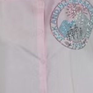 Women <b>Pink</b> <b>Long</b> <b>Sleeve</b> Button Down Shirt Rhinestone Graphic Chest Design Casual Collared Blouse Lightweight Fashion <b>Top</b> - Product Image 5