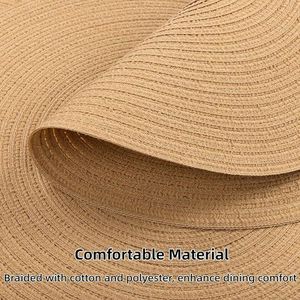 Set of 6 15 Inch Round Braided Cotton Polyester Heat-Resistant Placemats Washable <b>Table</b> <b>Mats</b> for Dinner Party - Product Image 5