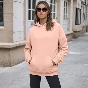 Sweat-shirt à capuche pour femme en coton doublé de velours côtelé, uni, doux, chaud, respirant, infroissable, style formel et vintage - Product Image 4