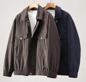 Men's Casual Slim Hooded Bomber <b>Jacket</b> <b>Denim</b> Washed Solid Color Windproof Polyester Autumn Wear - Product Image 1