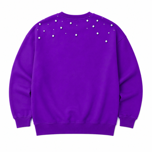 Sudadera NCNW para mujer con adornos de perlas, letras griegas bordadas, cuello redondo, manga larga, informal, estilo universitario - Product Image 4