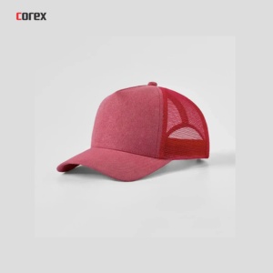 Casquette unisexe personnalisée COREX ENTERPRISES en toile respirante/imperméable à 5 panneaux, avec devant en daim rose et dos en mesh, réglable, broderie 3D - Product Image 3